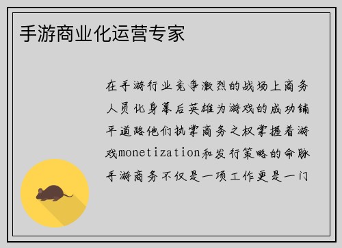 手游商业化运营专家